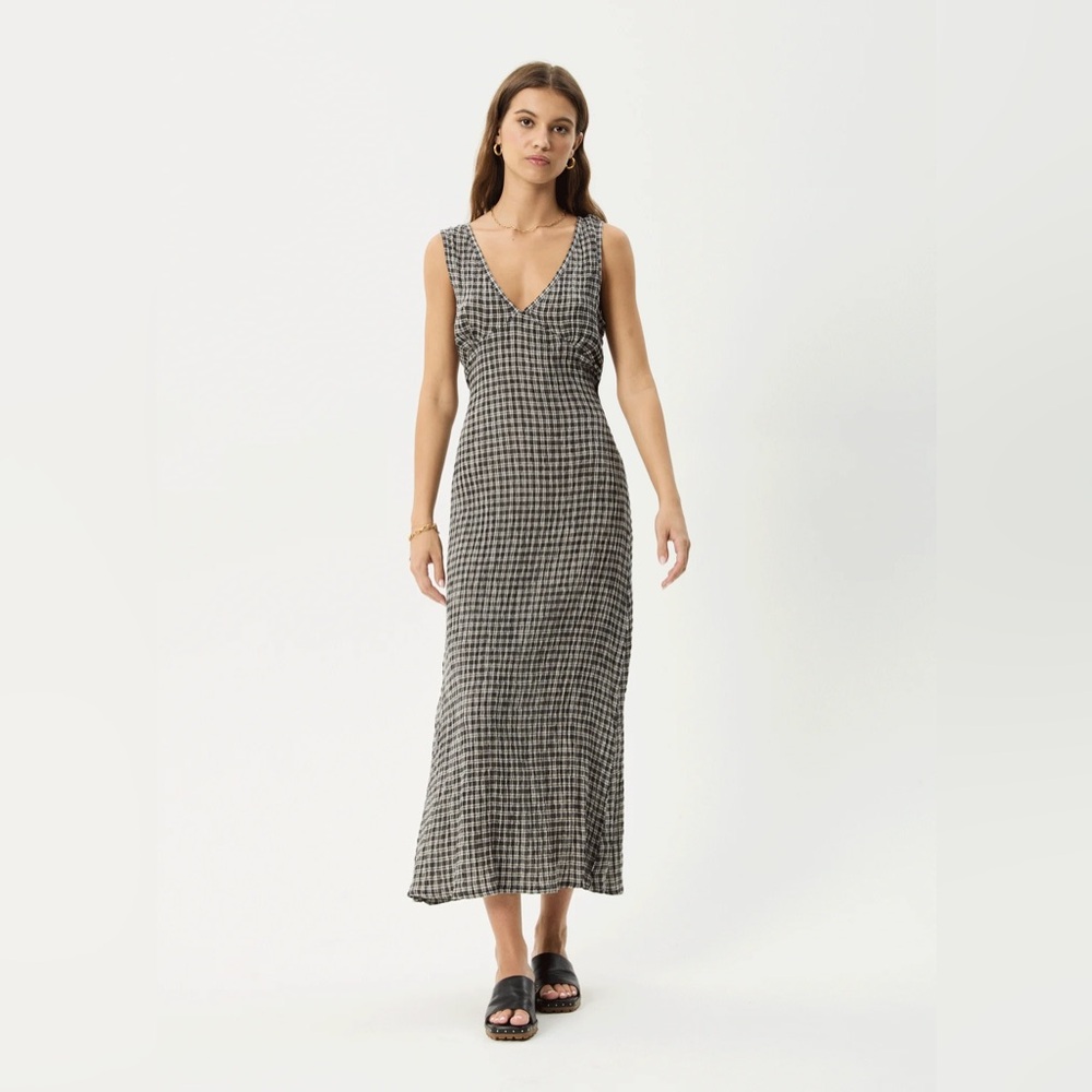 AFENDS Womens Asta - Seersucker Maxi Dress - Steel Check
Size L